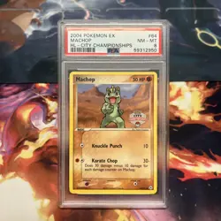 2004 Pokemon ~ Hidden Legends City Championships ~ Machop #64 ~ PSA 8 Nm-Mt - Image 1