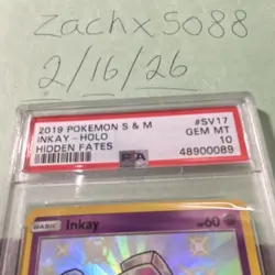 Pokemon Inkay Hidden Fates Shiny Vault Holo PSA 10 English SV17/SV94 2019 - Image 3