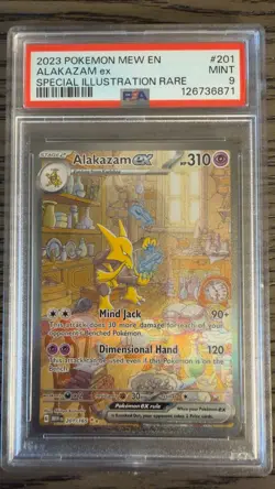 2023 POKEMON MEW EN-151 SPECIAL ILLUSTRATION RARE #201 ALAKAZAM EX PSA 9 - Image 1
