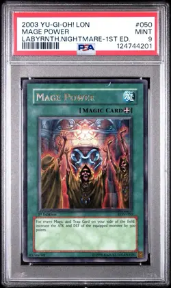 2003 Yu-Gi-Oh! Mage Power Labyrinth of Nightmare LON 050 1st Edition Ultra PSA 9 - Image 1