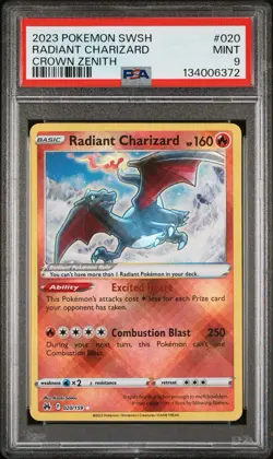 2023 Charizard Crown Zenith TCG Radiant Card #020/159 PSA 9 Mint - Image 1
