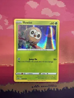 Pokemon Card Rowlet SWSH220 Black Star Promo Holo Near Mint - Image 1