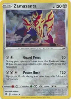 ZAMAZENTA 140/192 SWORD & SHIELD POKEMON PROMO (SHATTERED GLASS HOLO, LP) - Image 1