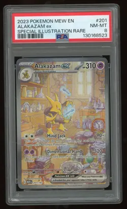 Pokemon Alakazam ex 201/165 Scarlet & Violet 151 Illustration Rare Holo PSA 8 - Image 1