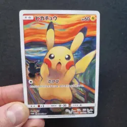 Pokemon Pikachu Munch Scream Art Card Holographic Full Art Promo Display Piece - Image 1