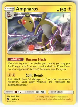 Ampharos SM - Lost Thunder Holo Rare Pokemon Lightly played - Image 1