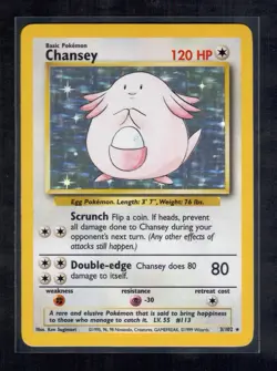 Pokemon TCG Chansey Base Set Unlimited Holo Rare 3/102 WOTC English - Image 1
