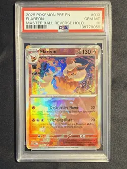Pokemon TCG Flareon Master Ball Reverse Holo 013/131 Prismatic Evolutions PSA 10 - Image 1