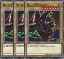 Yugioh Dark Magician x 3 - 1st Edition Red Cloak NM - Plus Free Holographic Card - Image 1