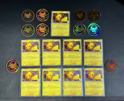Pokemon Pikachu 2026 Pokemon Day Stamped Card Lot (9 Cards) & 10 Coins - Image 1