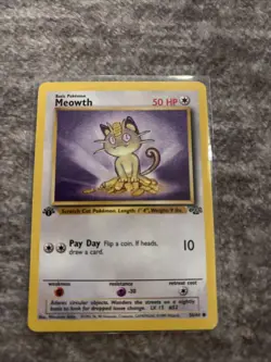 Pokemon Jungle Meowth Card 56/64 First Edition 1999 Vintage - Image 1