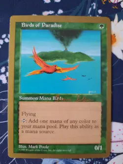 Magic MTG The Gathering - Gold Border Birds of Paradise Worlds NM Alpha Art - Image 1