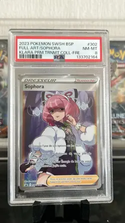 Pokemon Sophora FA SWSH302 black star promo psa 8 - Image 1