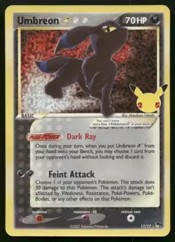Umbreon Star 17/17 Celebrations: Classic Collection CEL Pokemon NM - Image 1