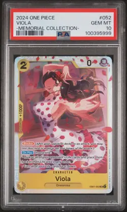 PSA 10 GEM MT One Piece VIOLA Super Rare SR EB01/052 2024 Memorial Collection - Image 1