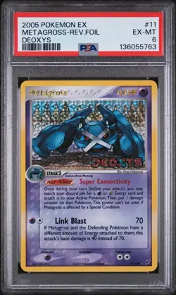 2005 POKEMON EX DEOXYS #11 METAGROSS-REVERSE FOIL PSA 6 - Image 1