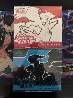 Pokemon TCG White Flare & Black Bolt ETB Bundle - Pokemon Center Exclusives - Image 1