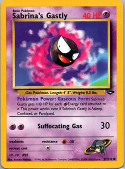 Pokemon TCG Sabrinas Gastly 97/132 Gym Challenge LP - Image 1