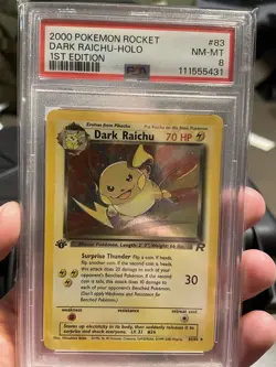 DARK RAICHU 2000 Pokemon Team Rocket 1st Edition Holo (Secret Rare) #83 - PSA 8 - Image 1