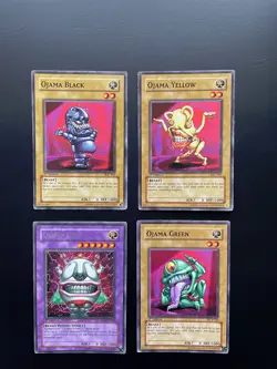 Yugioh Ojama Green + Yellow + Black + King DCR IOC SOD 1st Edition Damaged - Image 1