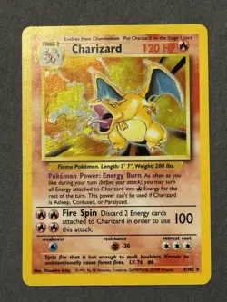 Pokemon Charizard Base Set Holo Rare 4/102 120 HP 1999 English Card - Image 1