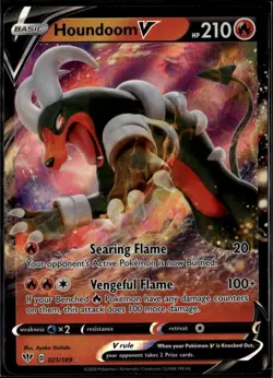 Houndoom V Ultra Rare SWSH03: Darkness Ablaze 021/189 Fire Pokemon Card TCG - Image 1