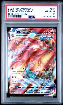 2021 POKEMON SWORD & SHIELD CHILLING REIGN #021 FULL ART/BLAZIKEN VMAX PSA 10 - Image 1