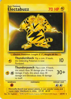 Electabuzz - 20/102 Base Set - WOTC Unlimited - Pokemon TCG - 1999 - Image 1