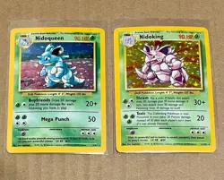 NIDOKING + Nidoqueen - 7/11/102 Base Set 1999 - Holo - Rare Pokemon Lot * EX/+ - Image 1