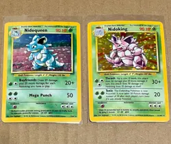 NIDOKING + Nidoqueen - 7/11/102 Base Set 1999 - Holo - Rare Pokemon Lot * EX/+ - Image 2