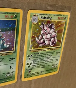 NIDOKING + Nidoqueen - 7/11/102 Base Set 1999 - Holo - Rare Pokemon Lot * EX/+ - Image 4