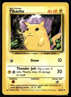 1999 Pokemon Game 58 Pikachu Yellow Cheeks LP - Image 1