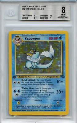 Vaporeon 12/64 Jungle Holo 1st Edition Graded BGS 8+ (w/ subs) Pokemon - Image 1