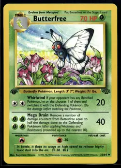 1999 Pokemon Jungle 33 Butterfree 1st Edition NON Holo LP - Image 1