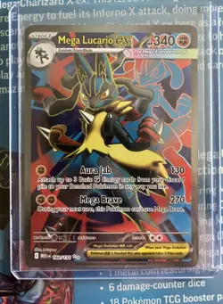 Pokemon TCG Mega Evolution Full Art Holo Card Mega Lucario EX 160/132 ME01 - Image 1
