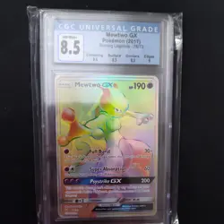 Pokemon Mewtwo GX 76/73 Rainbow Secret Rare Holo Card Shining Legends LP - Image 1