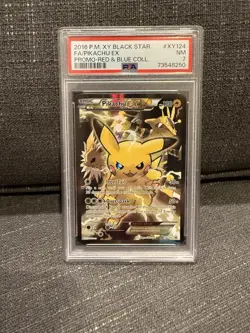 2016 P.M. XY Black Star FA/Pikachu Ex-Promo Card Red Blue Collar, PSA 7 - Image 2