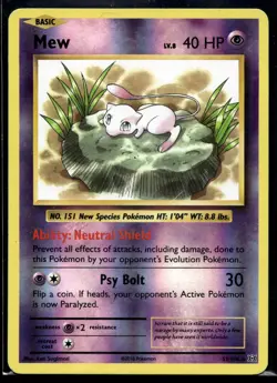 2016 Pokemon XY Evolutions 53 Mew Reverse Foil LP - Image 1