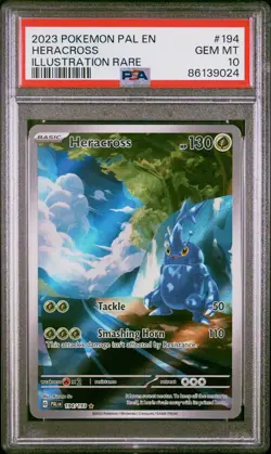 2023 Pokemon Paldea Evolved Heracross #194 Illustration Rare PSA 10 GEM MINT - Image 1