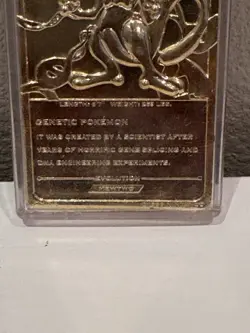 1999 Burger King Limited Edition Pokemon Trading Card 23K Gold Plated Mewtwo - Image 3