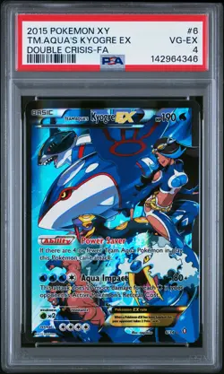 2015 POKEMON XY DOUBLE CRISIS #6 FULL ART/TEAM AQUA'S KYOGRE EX PSA 4 - Image 1