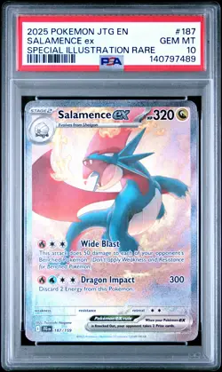 2025 POKEMON JTG EN-JOURNEY TOGETHER #187 SALAMENCE EX PSA 10 - Image 1