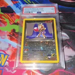Pokemon TCG Rocket's Hitmonchan Promo Winner 9/10 Reverse Holo PSA 7 - Image 1