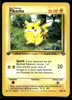 1999 Pokemon Jungle 60 Pikachu 1st Edition LP - Image 1