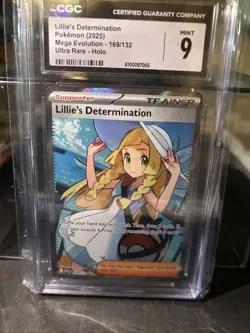 Lillie's Determination Ultra Rare 169/132 Mega Evolution Pokemon CGC MINT 9 - Image 1