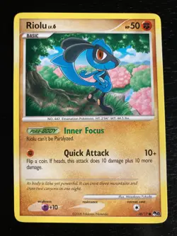 Pokemon Non-Holo Riolu Lv.6 16/17 Pop Series 8 Excellent Condition - Image 1