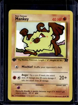 2000 Pokemon Team Rocket First Edition Mankey #61/82 - Image 1