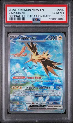 Pokemon Card Zapdos Ex 202/165 S&V 151 SIR PSA 10 - Image 1