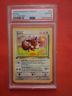 POKEMON 1ST EDITION EEVEE 1999 POKEMON JUNGLE PSA 6 CARD #51 - Image 2