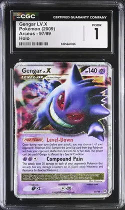 Pokemon Card CGC 1 Gengar Lv.X Platinum Arceus 97/99 - Image 1